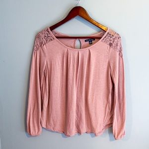 American Eagle lilac long sleeve with lace details